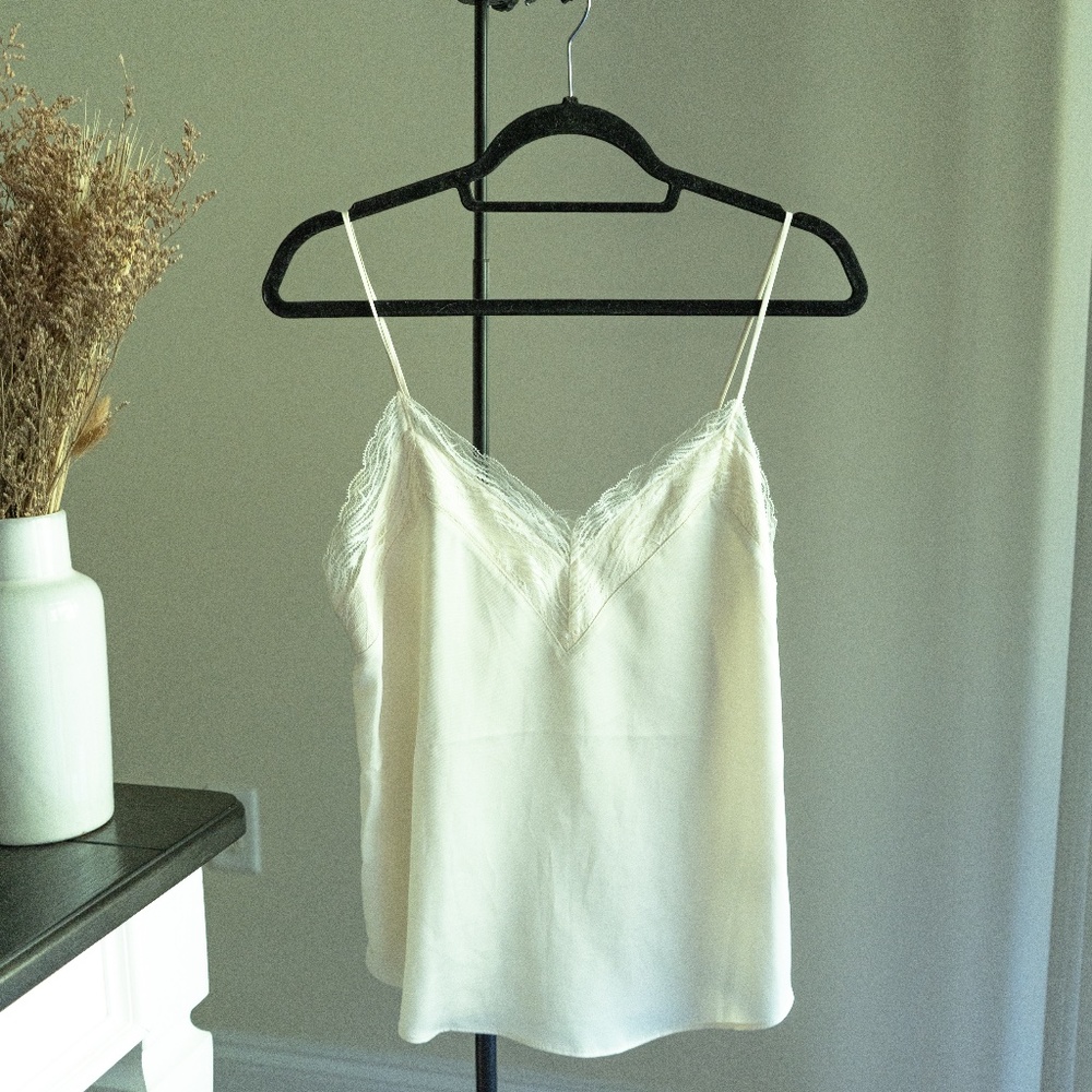 Satin Lace Trim V-Neck Downtown Cami